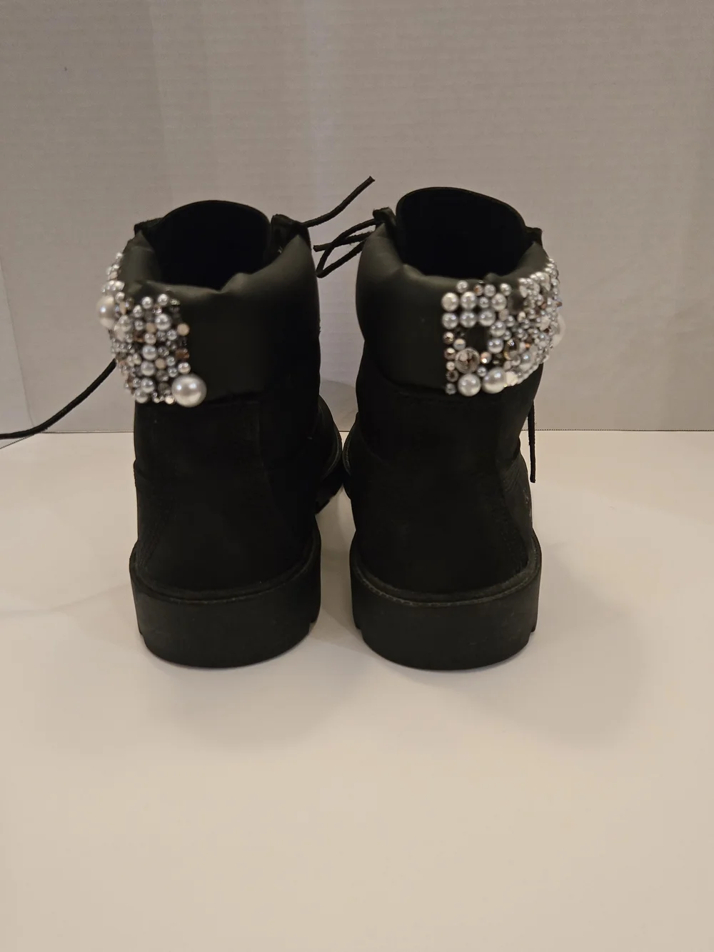 Timberland Black Ankle Boots with Rhinestone Cuff